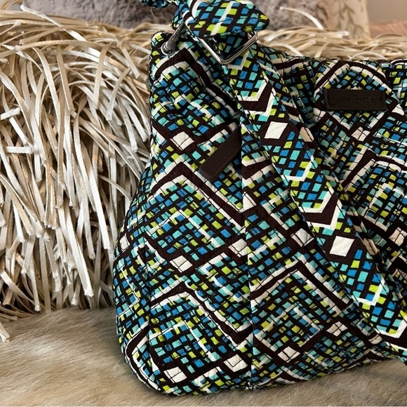VERA BRADLEY Rainforest Hadley Bag Crossbody Satchel Green Blue Geometric 2017 - Picture 4 of 14